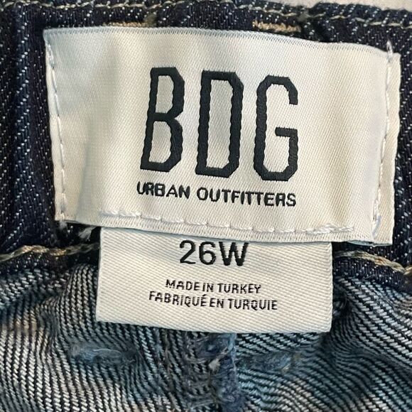 BDG Strappy Balloon Cargo Jeans Blue Dark Wash Denim Mid-Rise Metal Buckle 26 - Picture 5 of 10